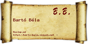 Bartó Béla névjegykártya